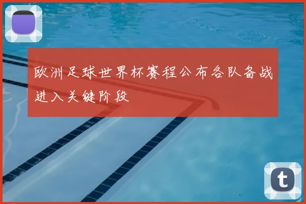 欧洲足球世界杯赛程公布各队备战进入关键阶段
